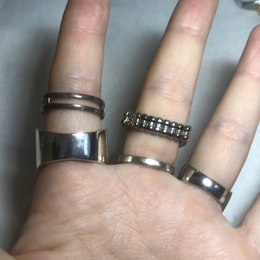 Clear Silver And Metallic Ring Bundle - image 6